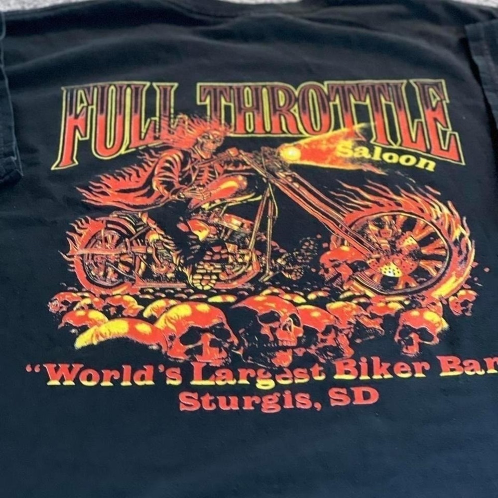 Full Throttle Saloon Sturgis SD Biker T-Shirt Mens XL Black Skeleton Chopper Tee